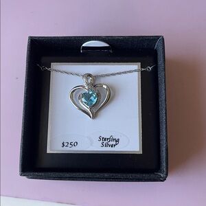 Sterling Silver & Blue Topaz Heart Necklace 💙